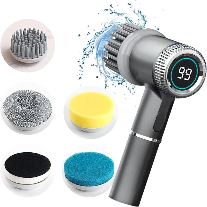 Electric Spin Scrubber Cordless,  Full-Body IPX7 Waterproof Bathroom Scrubbe with Power Display, 3 Speeds & Max 2400RPM