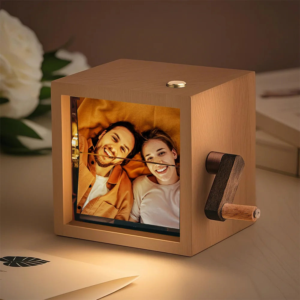 Custom Hand-cranked Photo Flipbook Box, Personalized Photo Flipbook Frame Animation Machine, Unique Valentines Day Gifts