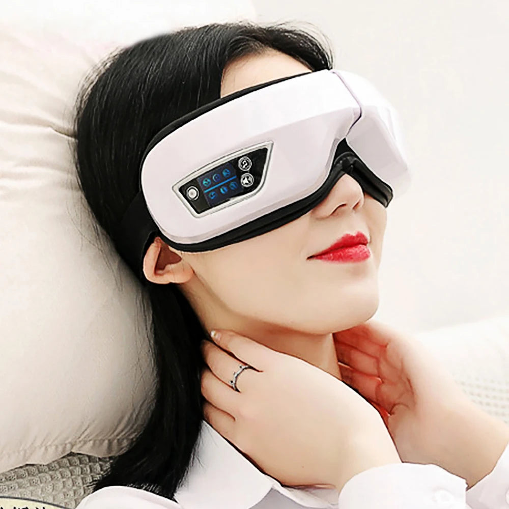 6D Smart Vibration Eye Massager Hot Airbag Compress Bluetooth Music Eye Massage Sleep Mask Eye Relax Fatigue Eye Care Instrument