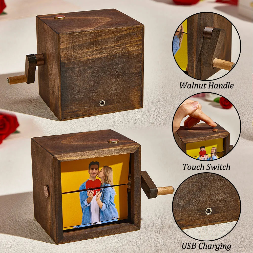 Custom Hand-cranked Photo Flipbook Box, Personalized Photo Flipbook Frame Animation Machine, Unique Valentines Day Gifts