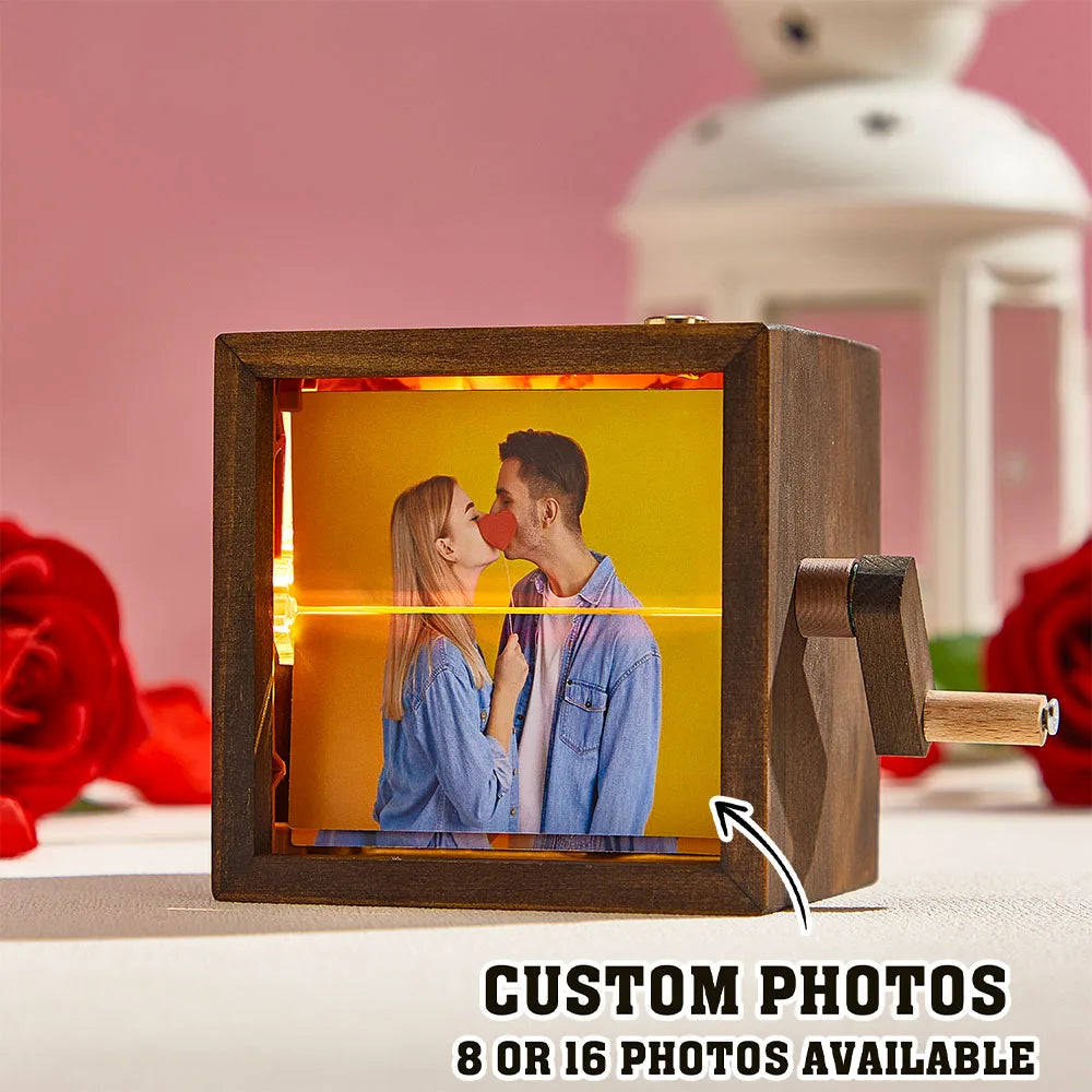 Custom Hand-cranked Photo Flipbook Box, Personalized Photo Flipbook Frame Animation Machine, Unique Valentines Day Gifts