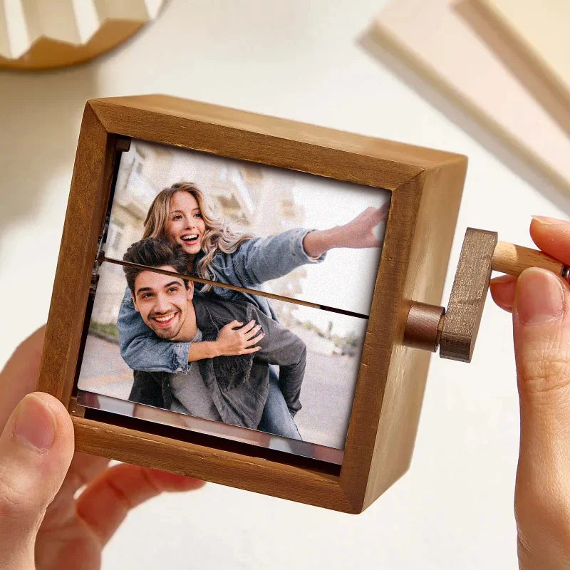 Custom Hand-cranked Photo Flipbook Box, Personalized Photo Flipbook Frame Animation Machine, Unique Valentines Day Gifts